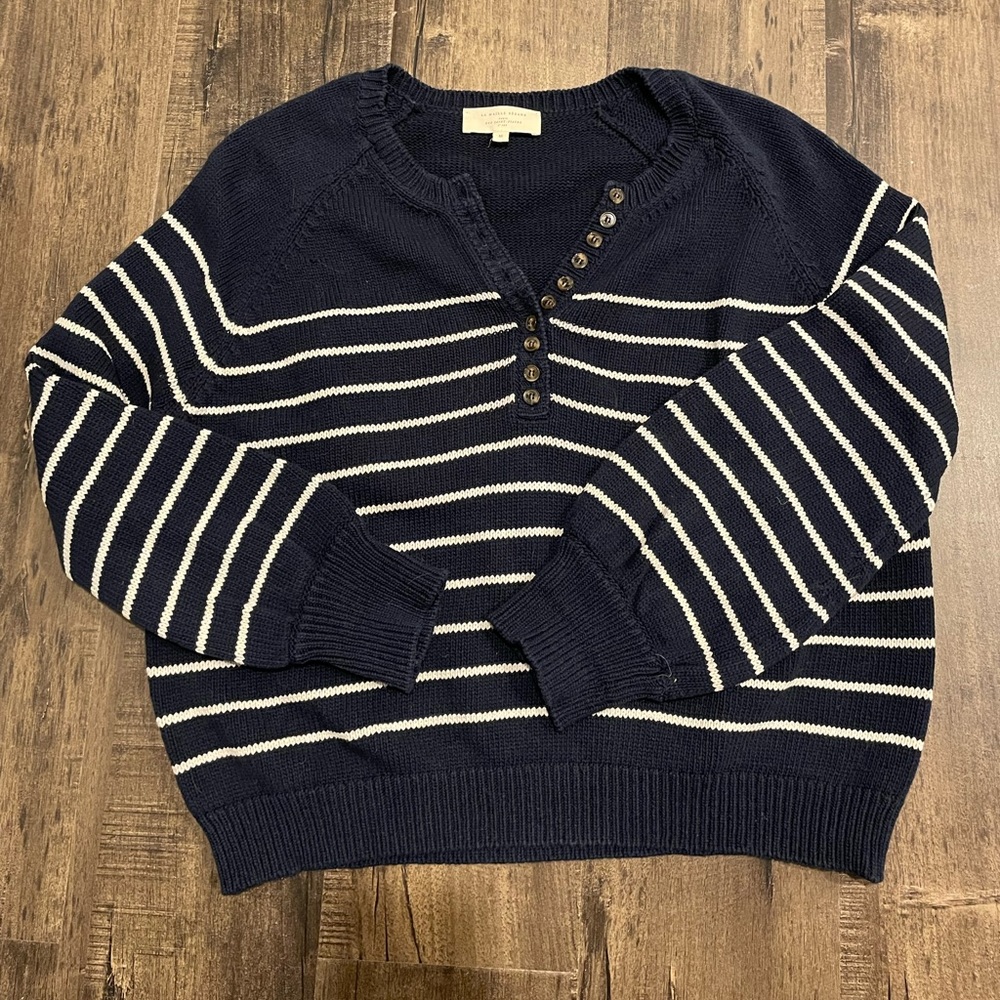 Sézane Leontine jumper in navy/ecru- M